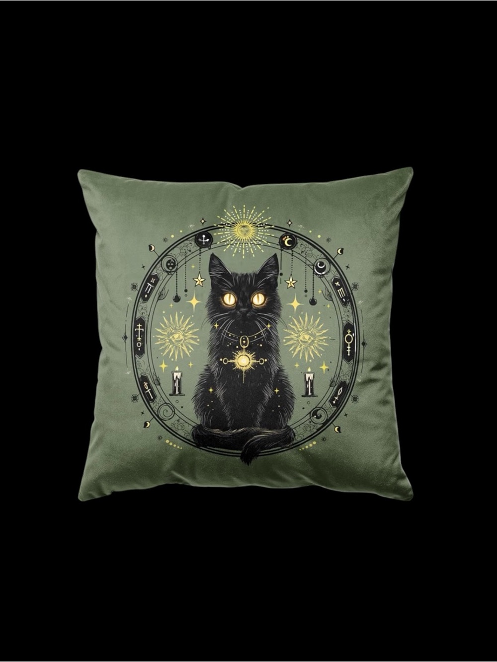 Black Cat Celestial 18x18 Throw Pillow Cover Witchy Goth NEW - Picture 3 of 4
